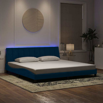 Giroletto con LED senza Materasso Hanko Blu 200x200 cm in Velluto