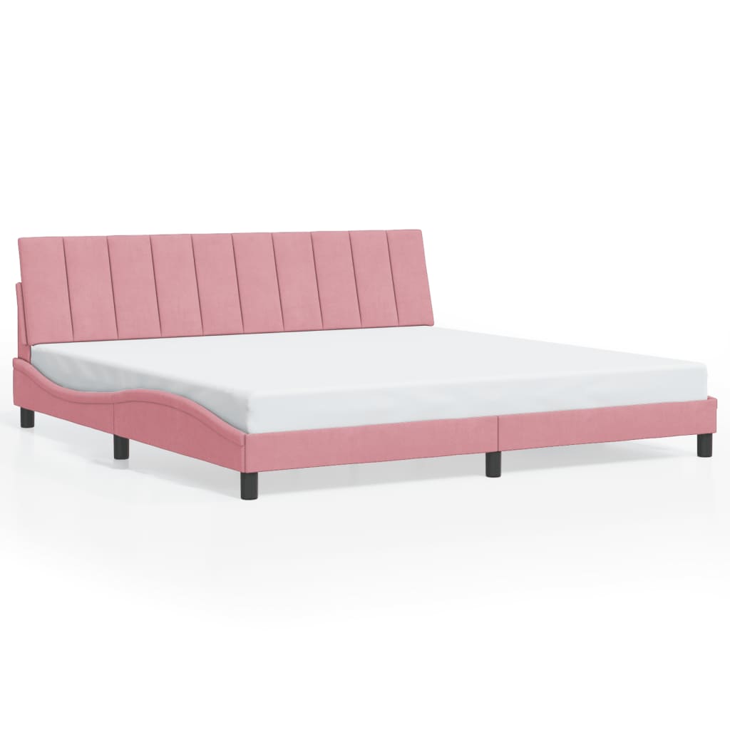 Giroletto con LED senza Materasso Hanko Rosa 200x200 cm in Velluto