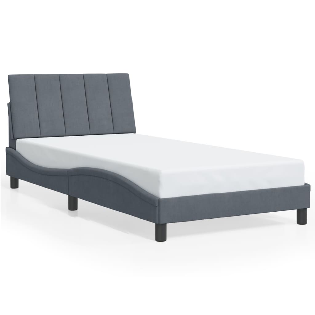 Giroletto con LED senza Materasso Hanko Grigio Scuro 100x203 cm in Velluto