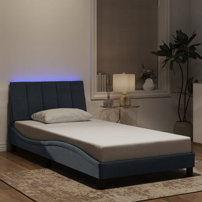 Giroletto con LED senza Materasso Hanko Grigio Scuro 100x203 cm in Velluto