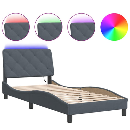 Giroletto con LED senza Materasso Grigio Scuro 80x200 cm in Velluto