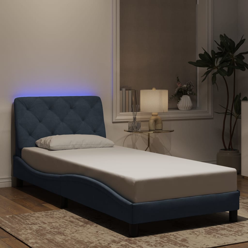 Giroletto con LED senza Materasso Grigio Scuro 80x200 cm in Velluto