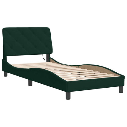 Giroletto con LED senza Materasso Verde Scuro 80x200 cm in Velluto