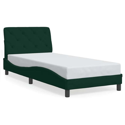 Giroletto con LED senza Materasso Verde Scuro 80x200 cm in Velluto