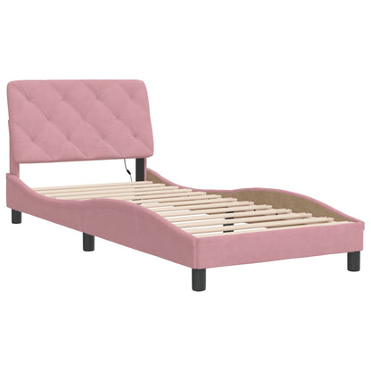 Giroletto con LED senza Materasso Rosa 80x200 cm in Velluto
