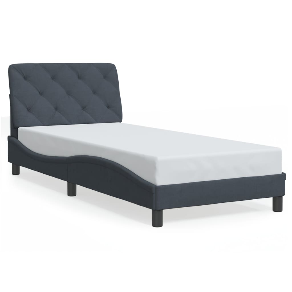 Giroletto con LED senza Materasso Grigio Scuro 90x190 cm in Velluto