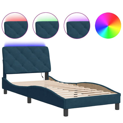 Giroletto con LED senza Materasso Blu 90x190 cm in Velluto