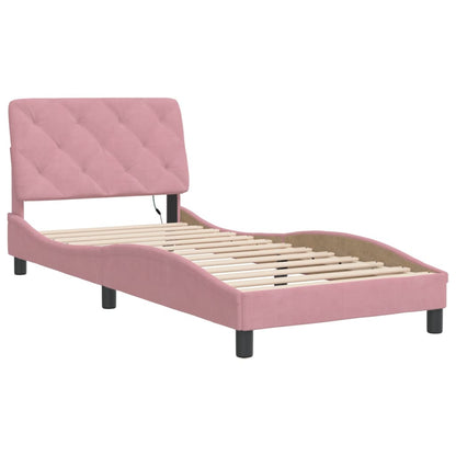 Giroletto con LED senza Materasso Rosa 90x190 cm in Velluto