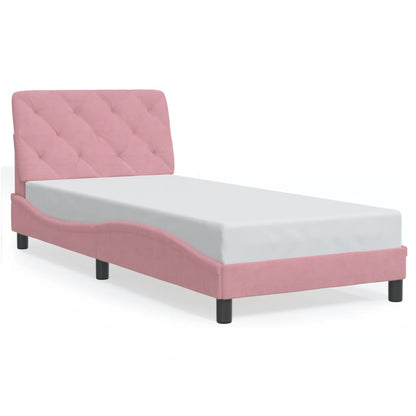 Giroletto con LED senza Materasso Rosa 90x190 cm in Velluto