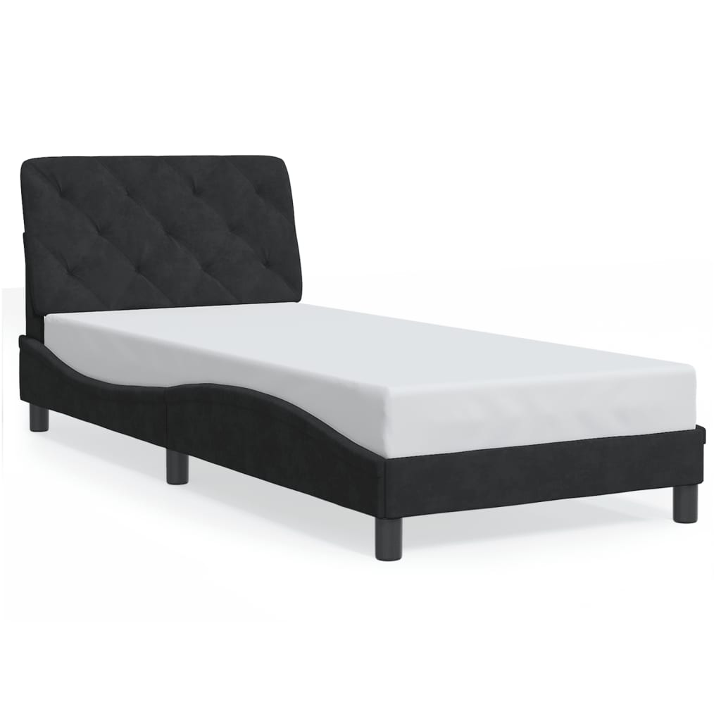 Giroletto con LED senza Materasso Nero 90x200 cm in Velluto