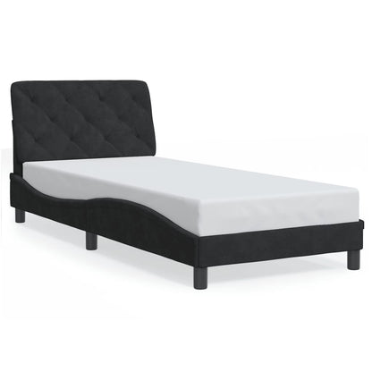 Giroletto con LED senza Materasso Nero 90x200 cm in Velluto