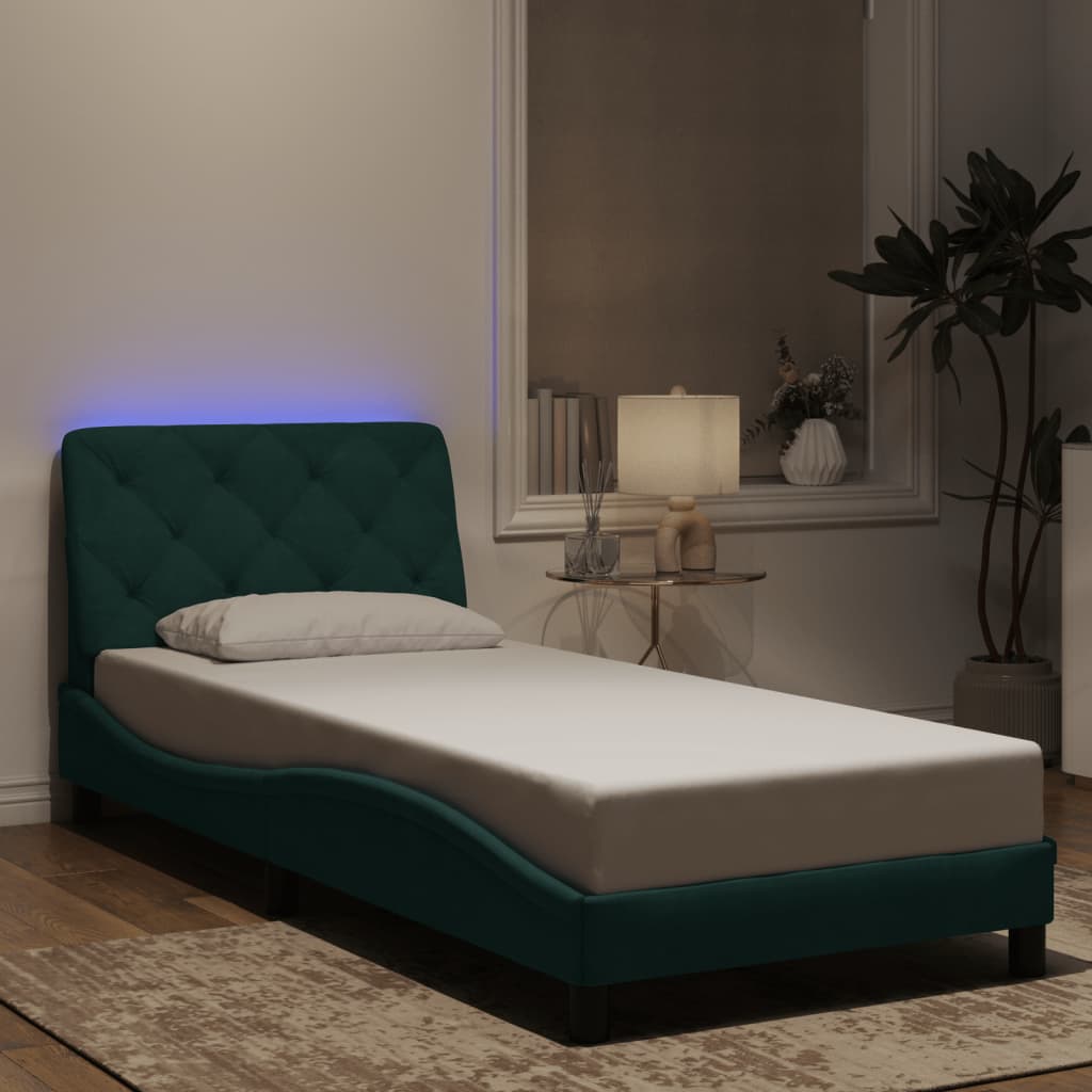 Giroletto con Luci LED Verde Scuro 90x200 cm in Velluto