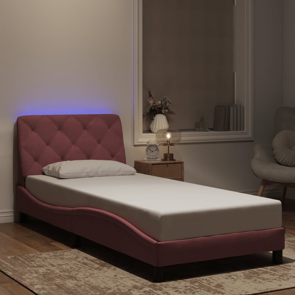 Giroletto con Luci LED Rosa 90x200 cm in Velluto