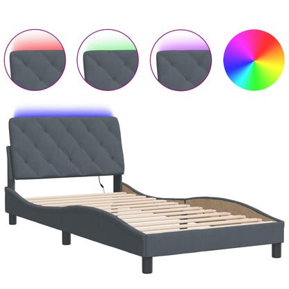 Giroletto con LED senza Materasso Grigio Scuro 100x200 cm in Velluto