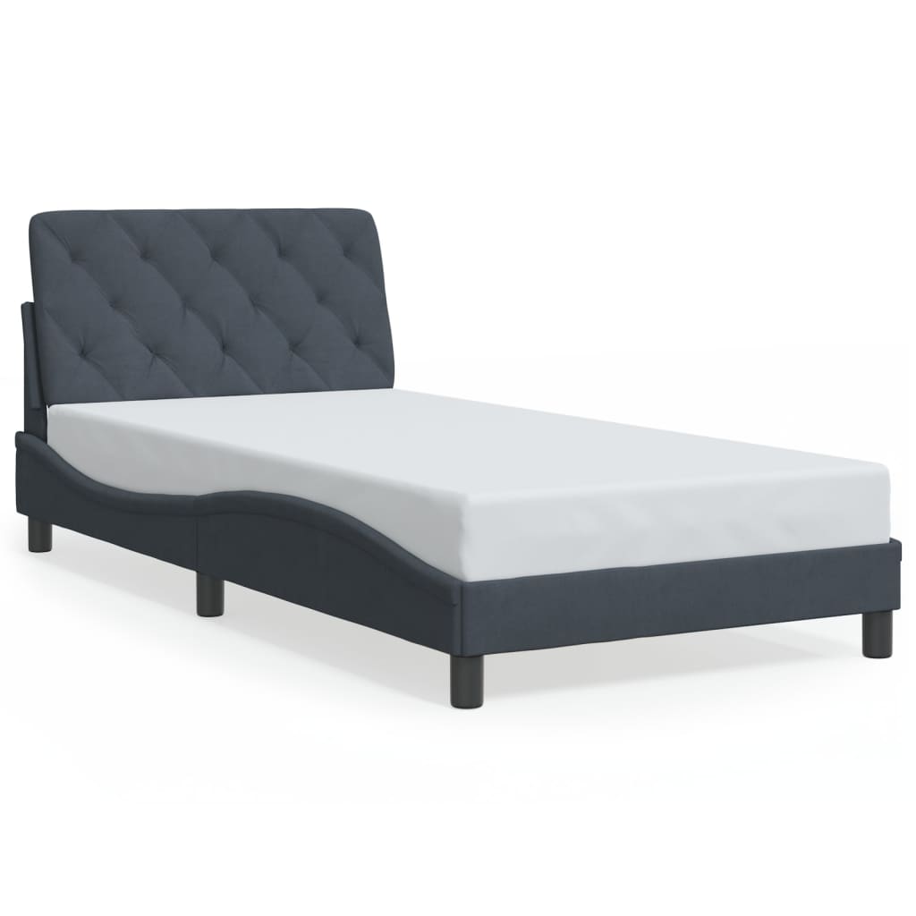 Giroletto con LED senza Materasso Grigio Scuro 100x200 cm in Velluto