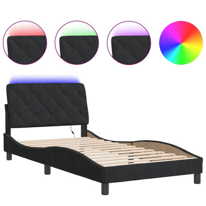 Giroletto con LED senza Materasso Nero 100x200 cm in Velluto