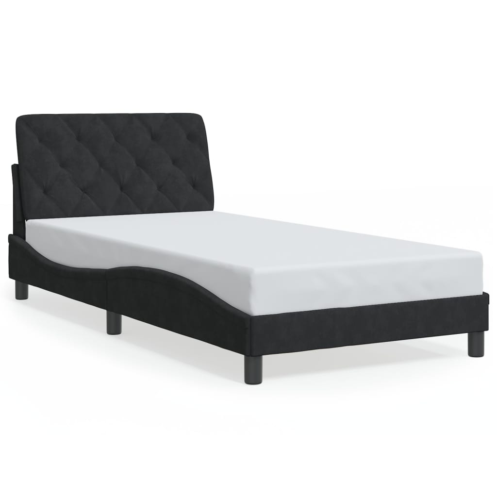Giroletto con LED senza Materasso Nero 100x200 cm in Velluto