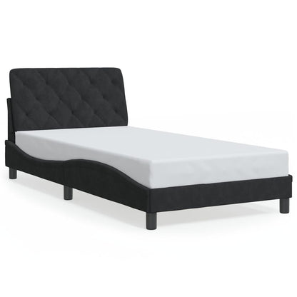 Giroletto con LED senza Materasso Nero 100x200 cm in Velluto