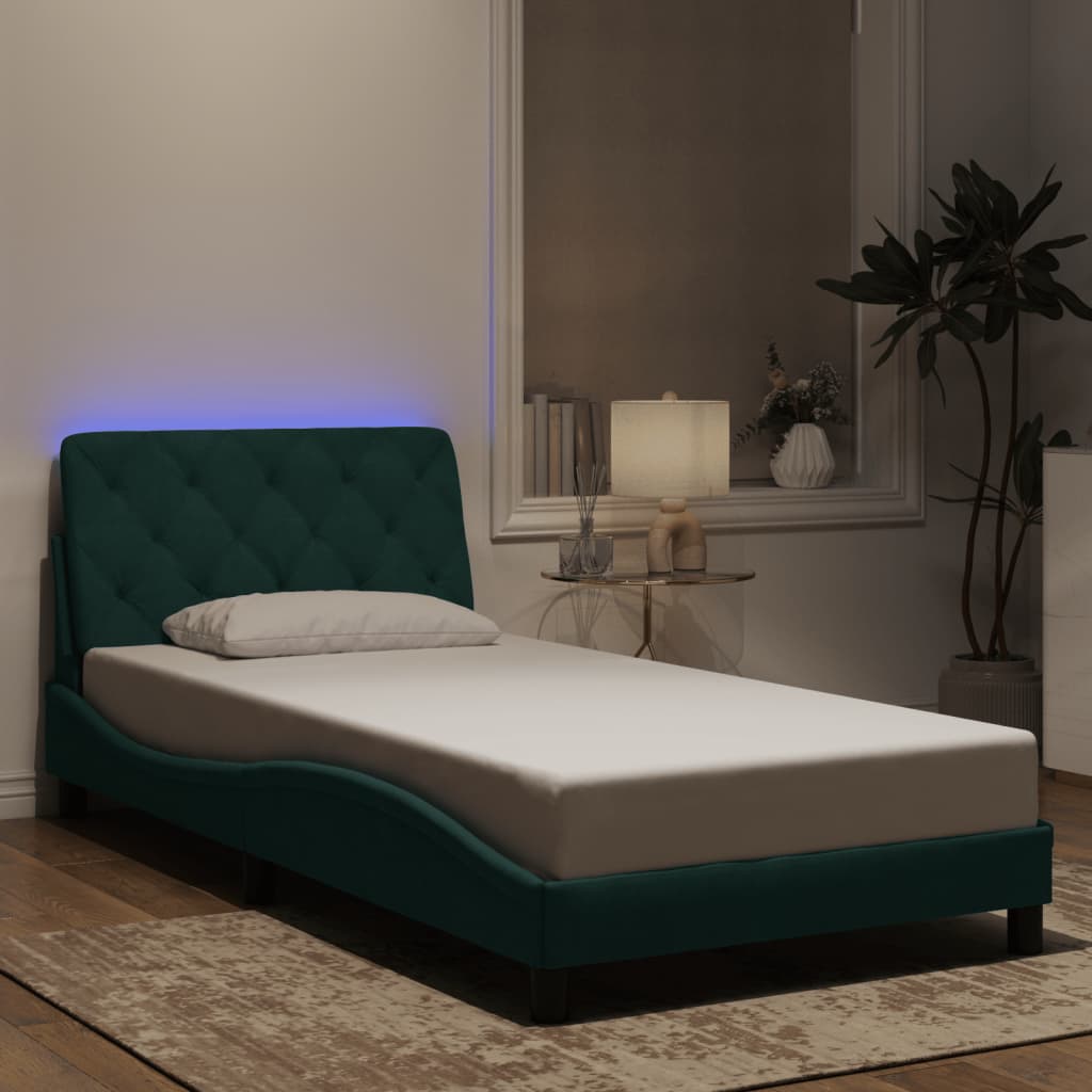 Giroletto con Luci LED Verde Scuro 100x200 cm in Velluto