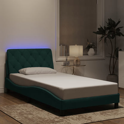 Giroletto con Luci LED Verde Scuro 100x200 cm in Velluto