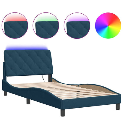 Giroletto con LED senza Materasso Blu 100x200 cm in Velluto