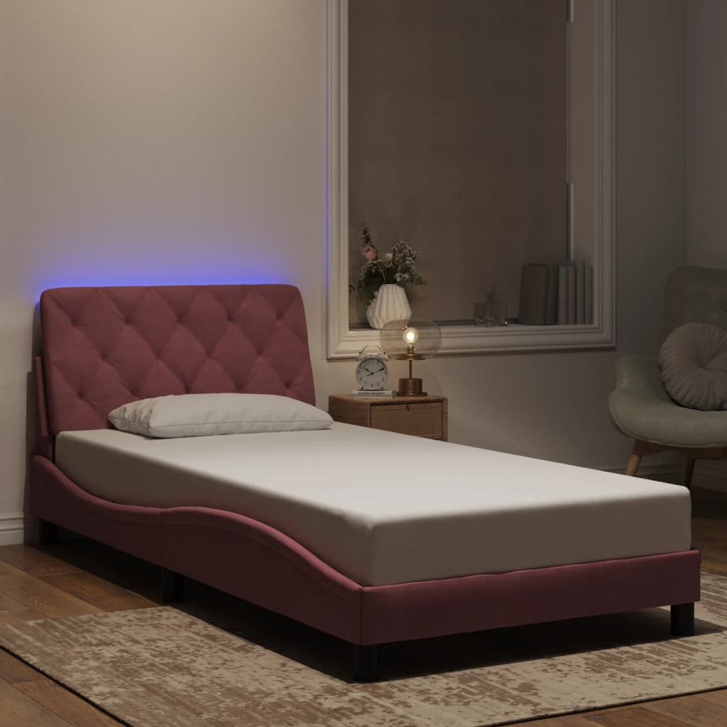 Giroletto con Luci LED Rosa 100x200 cm in Velluto