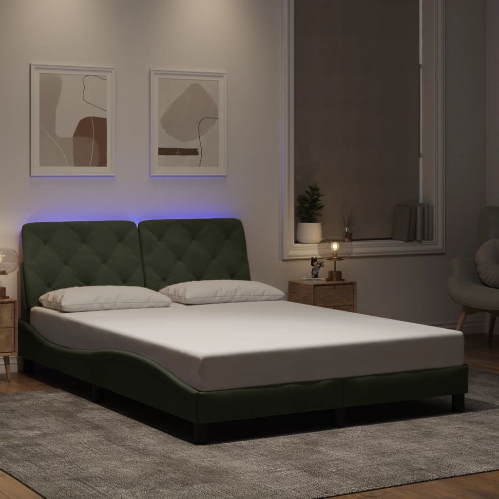 Giroletto con LED senza Materasso Grigio Chiaro 120x200 cm in Velluto