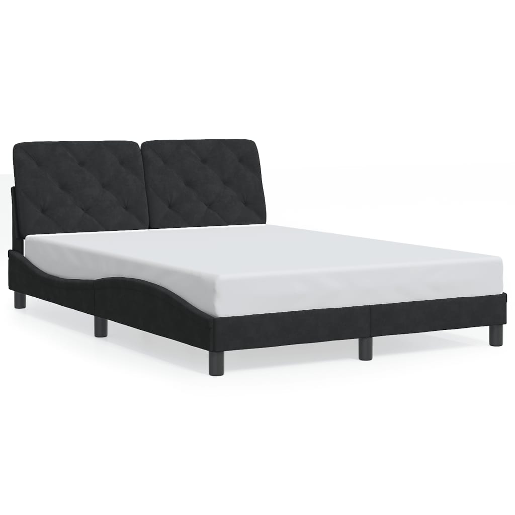 Giroletto con LED senza Materasso Nero 120x200 cm in Velluto