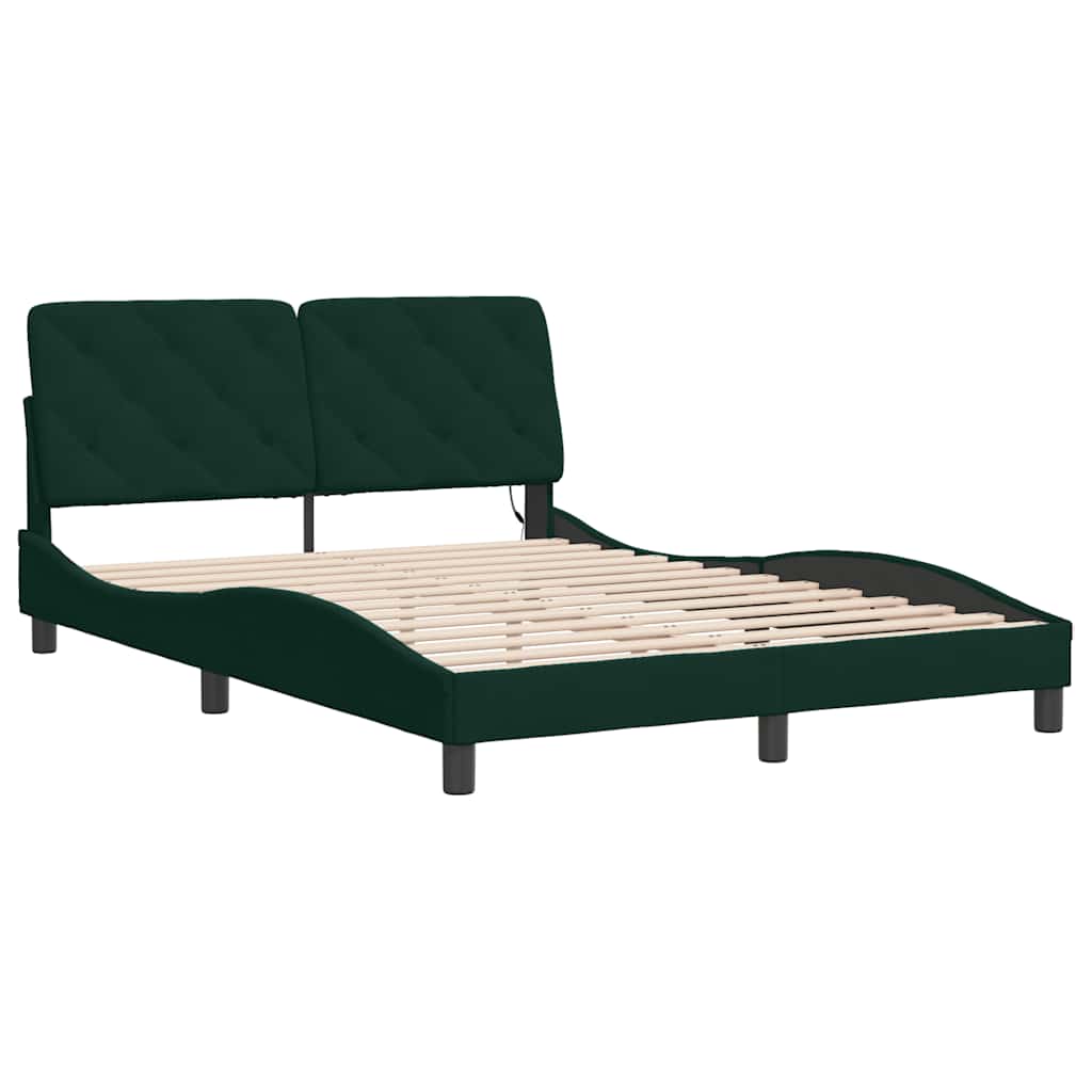 Giroletto con LED senza Materasso Verde Scuro 120x200 cm in Velluto