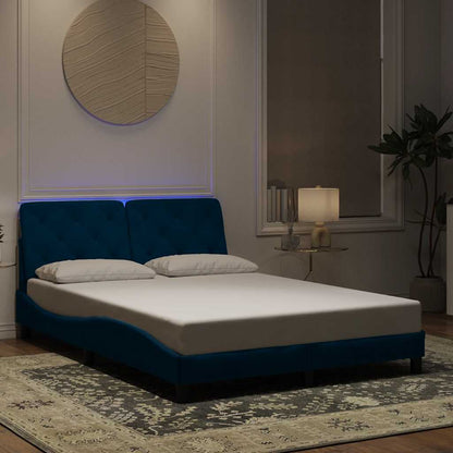 Giroletto con LED senza Materasso Blu 120x200 cm in Velluto