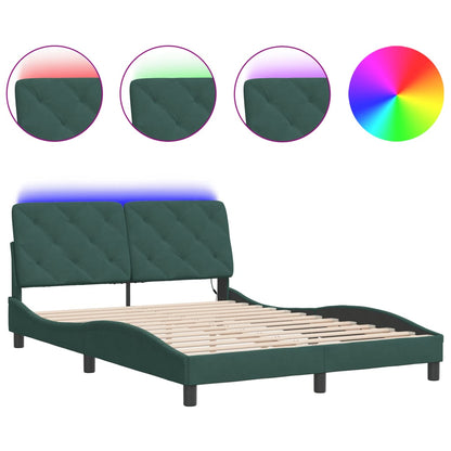 Giroletto con Luci LED Verde Scuro 140x190 cm in Velluto