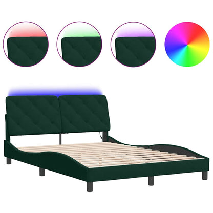 Giroletto con LED senza Materasso Verde Scuro 140x190 cm in Velluto