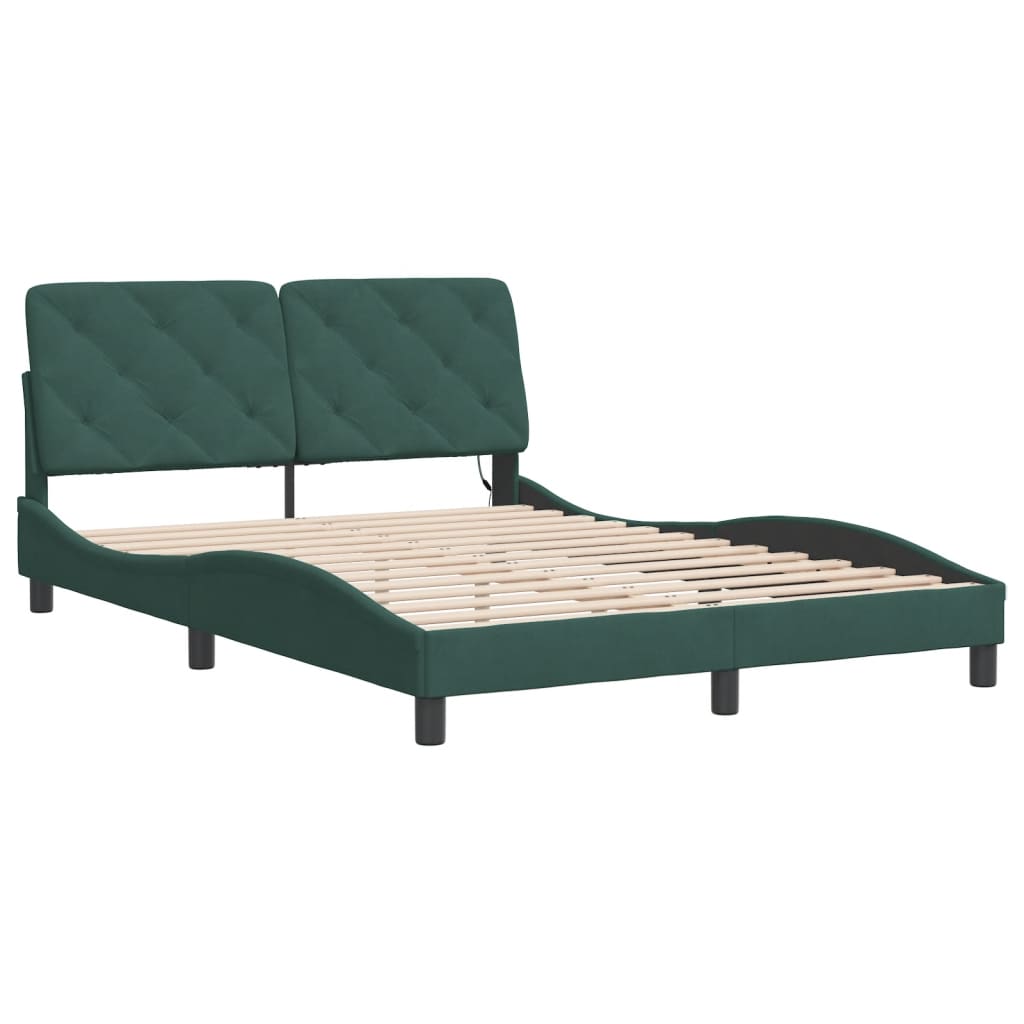 Giroletto con Luci LED Verde Scuro 140x190 cm in Velluto