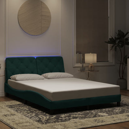 Giroletto con Luci LED Verde Scuro 140x190 cm in Velluto