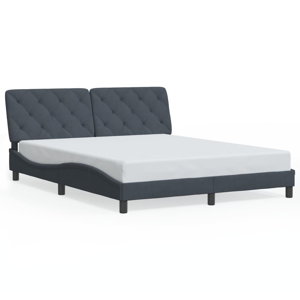 Giroletto con LED senza Materasso Grigio Scuro 160x200 cm in Velluto
