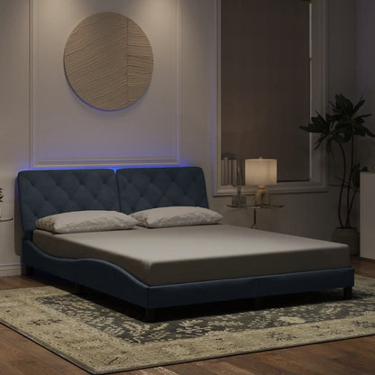 Giroletto con LED senza Materasso Grigio Scuro 160x200 cm in Velluto
