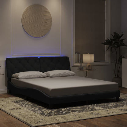 Giroletto con Luci LED Nero 160x200 cm in Velluto