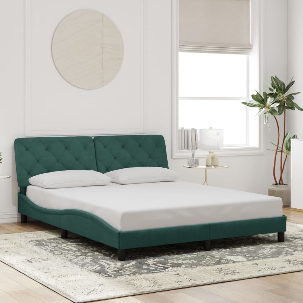 Giroletto con Luci LED Verde Scuro 160x200 cm in Velluto
