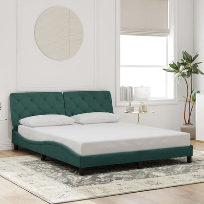 Giroletto con Luci LED Verde Scuro 160x200 cm in Velluto
