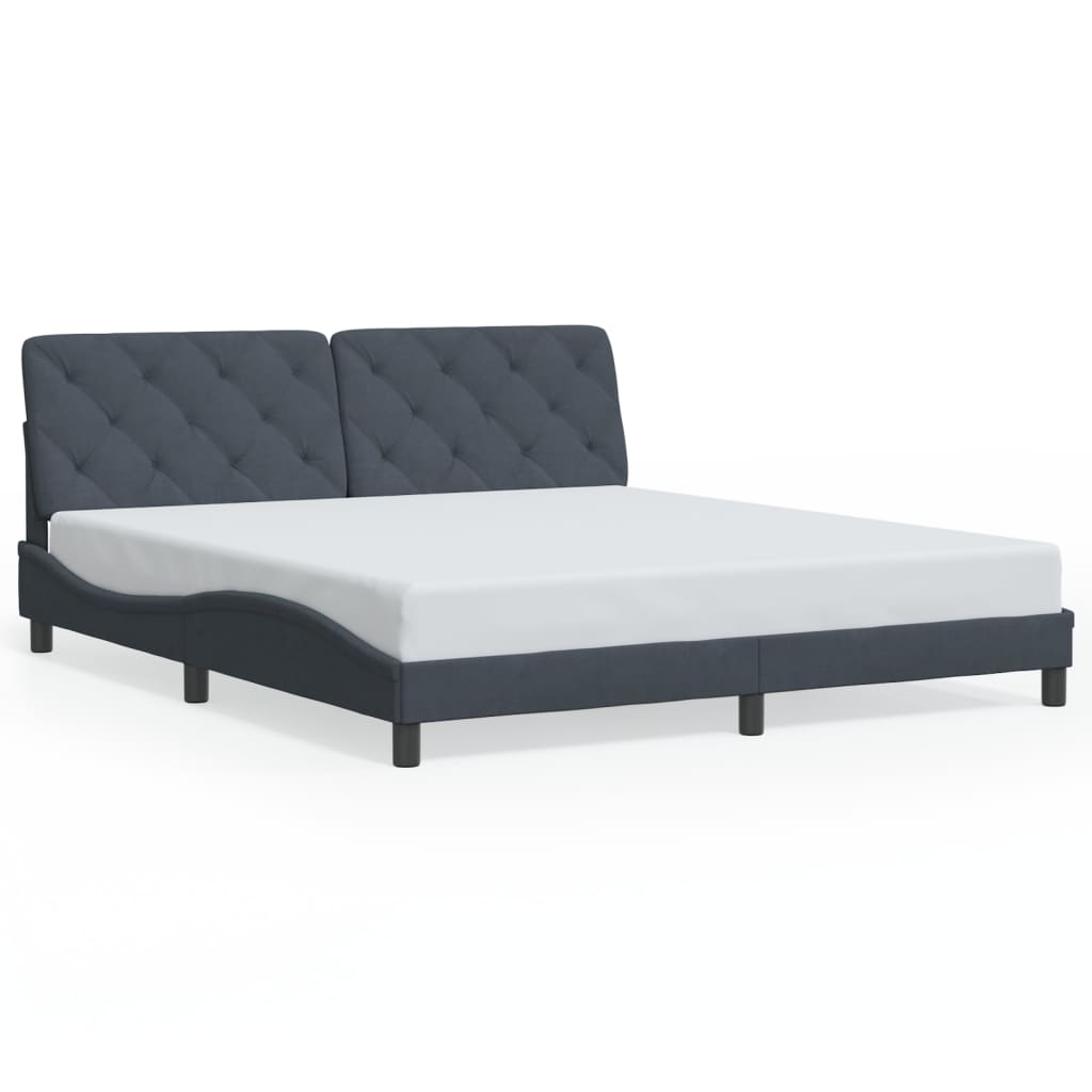 Giroletto con LED senza Materasso Grigio Scuro 180x200 cm in Velluto