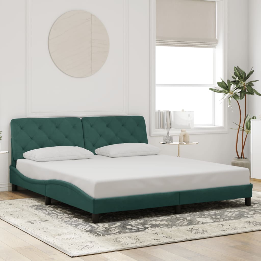 Giroletto con Luci LED Verde Scuro 180x200 cm in Velluto