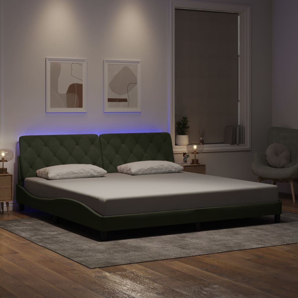 Giroletto con LED senza Materasso Grigio Chiaro 200x200 cm in Velluto