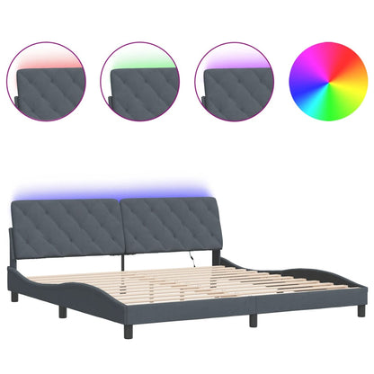 Giroletto con LED senza Materasso Grigio Scuro 200x200 cm in Velluto