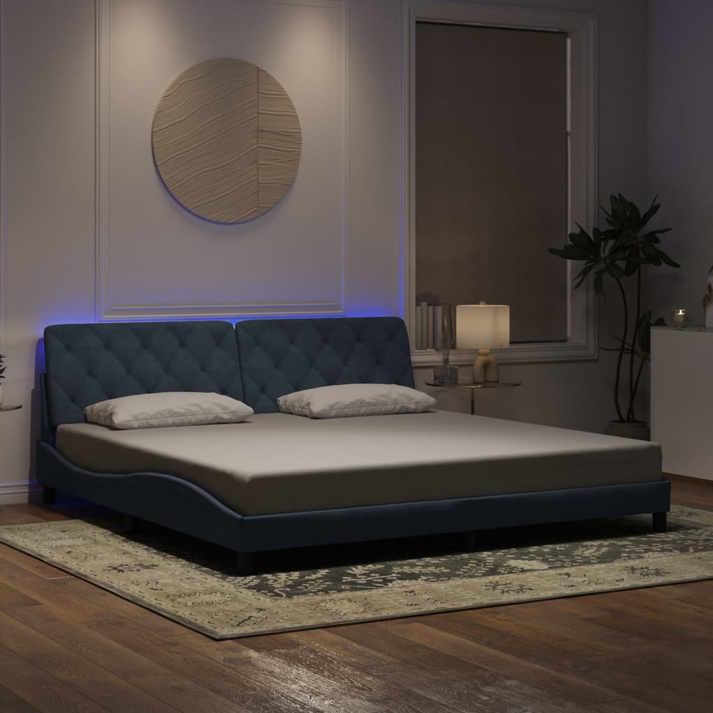 Giroletto con LED senza Materasso Grigio Scuro 200x200 cm in Velluto