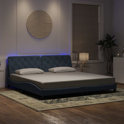 Giroletto con LED senza Materasso Grigio Scuro 200x200 cm in Velluto