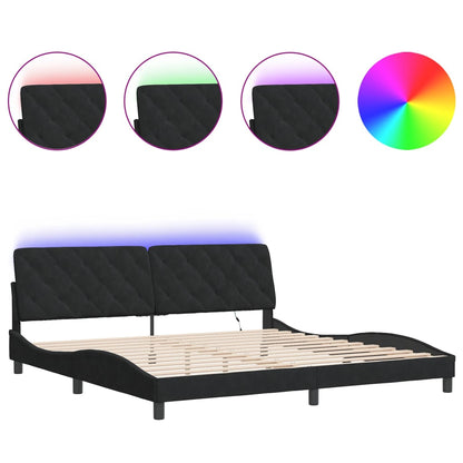 Giroletto con Luci LED Nero 200x200 cm in Velluto
