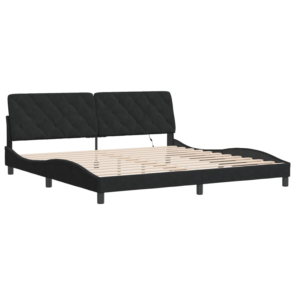 Giroletto con Luci LED Nero 200x200 cm in Velluto