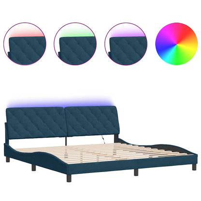 Giroletto con LED senza Materasso Blu 200x200 cm in Velluto