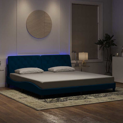 Giroletto con LED senza Materasso Blu 200x200 cm in Velluto