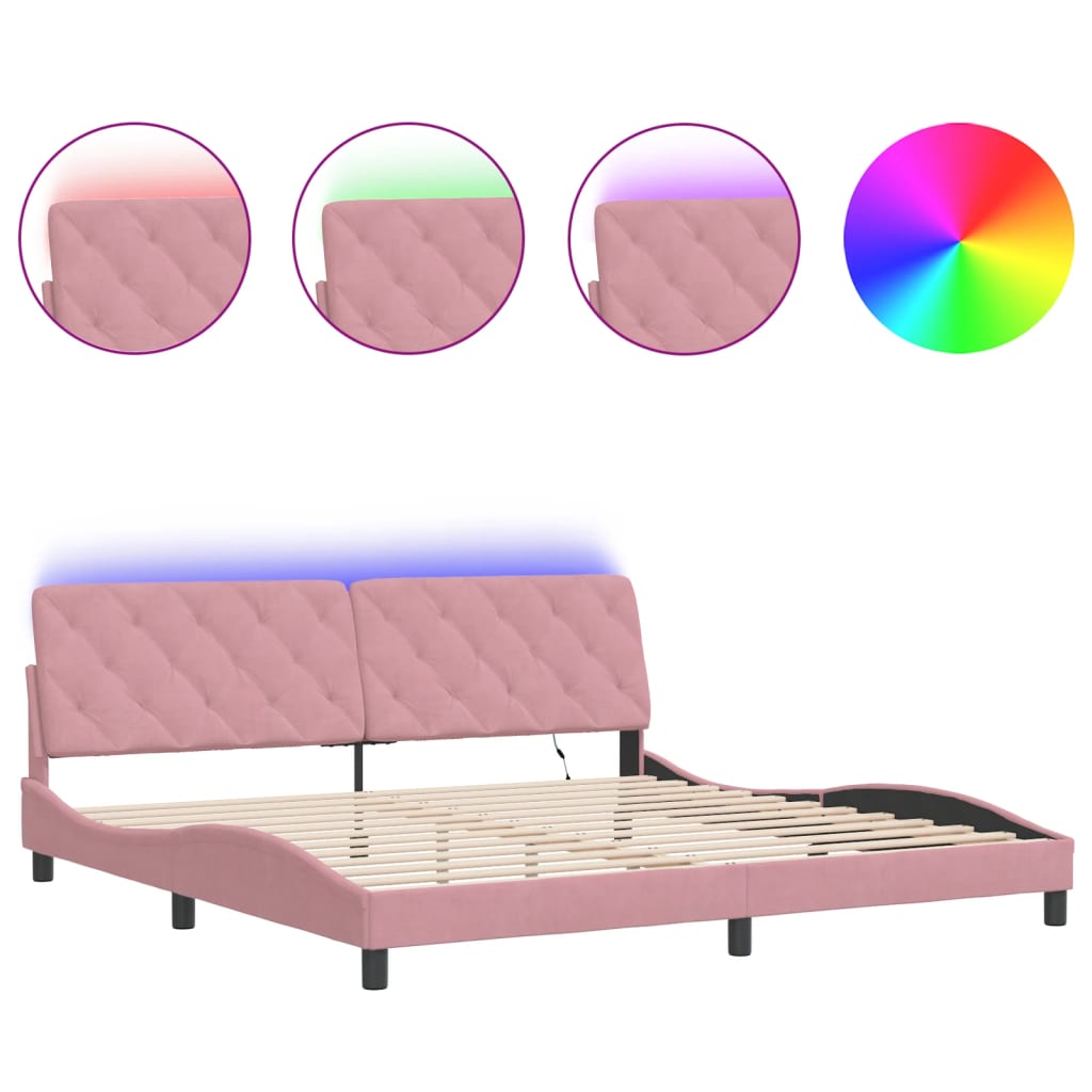 Giroletto con Luci LED Rosa 200x200 cm in Velluto
